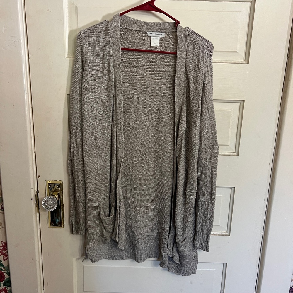 Khaki Open Front Cardigan Sweater